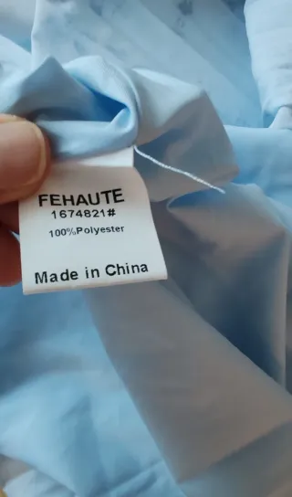 Vestido largo plisado floral azul Fehaute