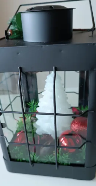 Farol Navideño con Árbol LED Blanco