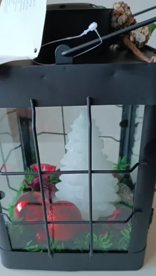 Farol Navideño con Árbol LED Blanco