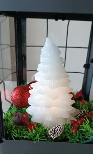 Farol Navideño con Árbol LED Blanco