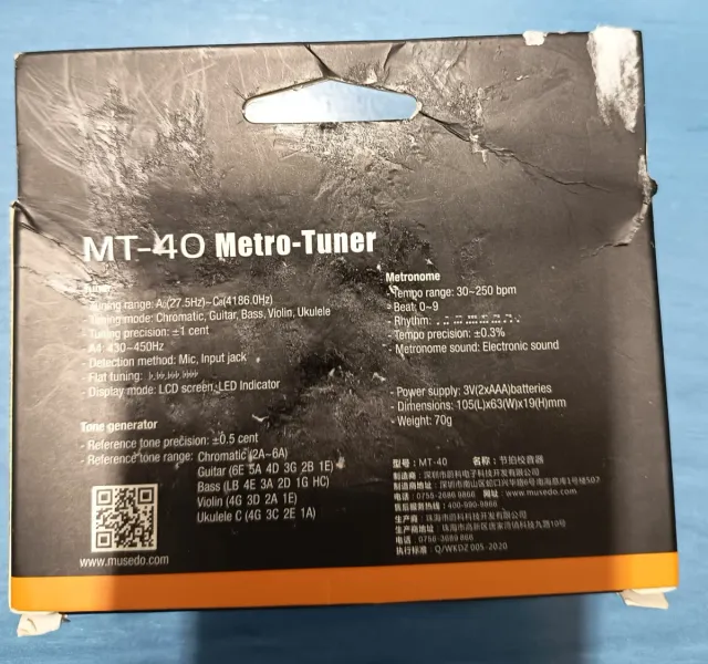 Metrónomo y Afinador Musedo MT-40