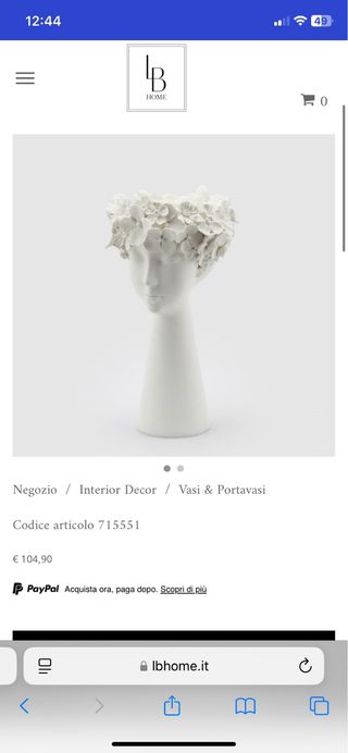 Vaso testa donna con fiori bianco