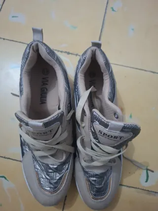 Zapatillas Beige y Plateadas