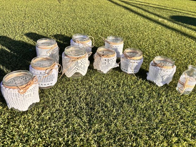 Lote 9 recipientes cristal con puntilla y yute