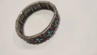 Pulsera elástica mujer plata y turquesa