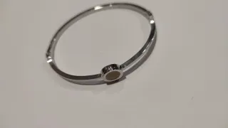 Pulsera mujer eslabón plateado y beige