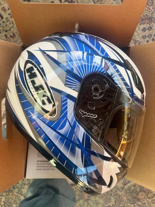 Casco integrale moto HJC blu/bianco