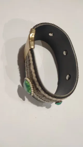Pulsera mujer eslabones dorados y piedras verdes