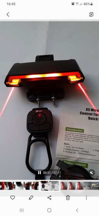 Luz trasera Meilan X5 con láser y mando