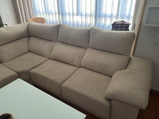 Sofá rinconera beige tela