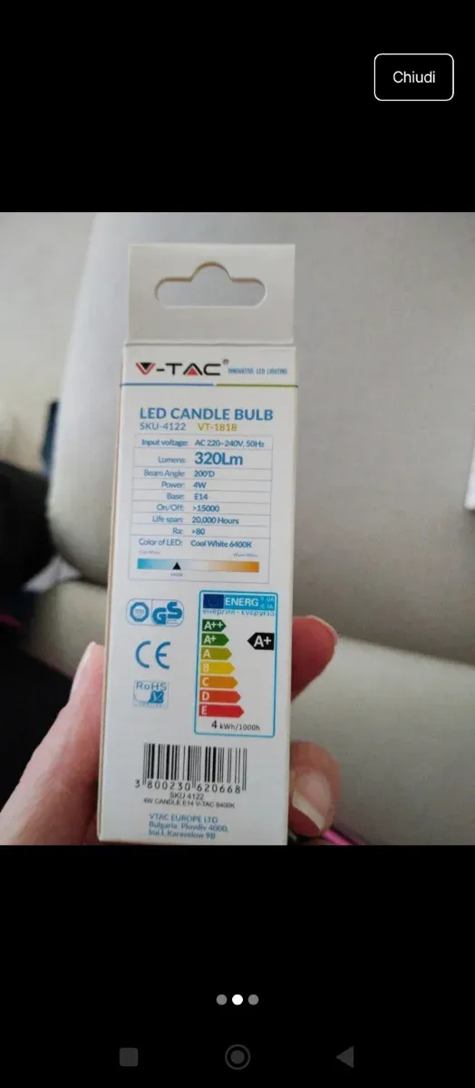 Set 3 Lampadine LED T-Tac 4W Luce Bianca