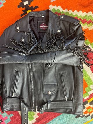 Chaqueta Motera Cuero City of Leather Flecos