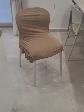 Copri sedie beige/marrone tessuto