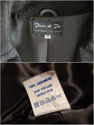 Cappotto donna lungo nero 100% cashmere, taglia M