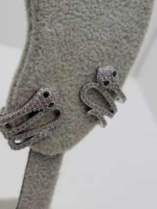 Pendientes serpiente plata y esmeralda