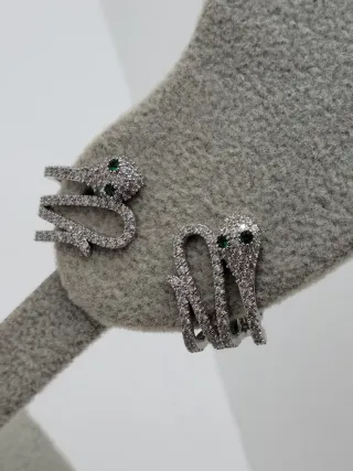 Pendientes serpiente plata y esmeralda