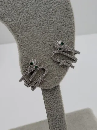 Pendientes serpiente plata y esmeralda
