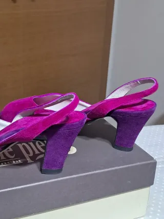 Zapatos de ante tacón fuxia y morado