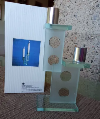 Candelabro de cristal y metal