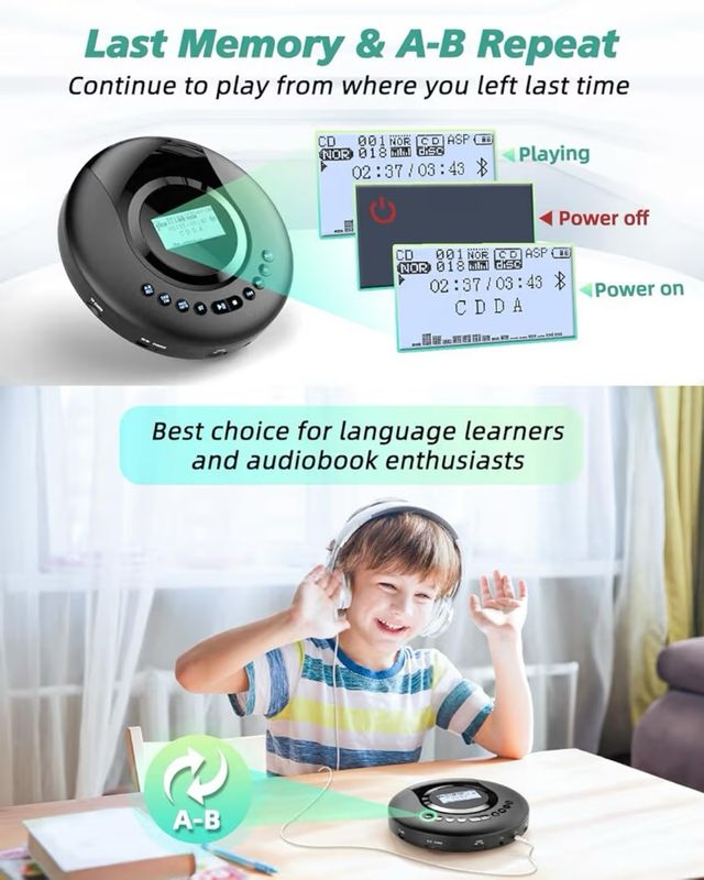 Reproductor CD Portátil DAB+ Radio Bluetooth