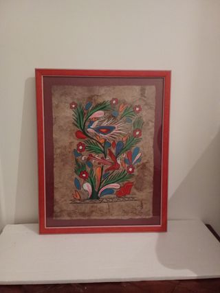 Cuadro decorativo con marco rojo