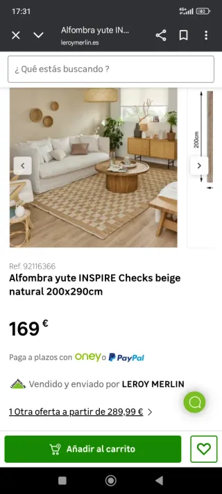 Alfombra de Yute y Tela Beige/Blanco