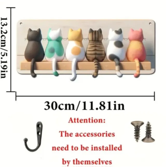 Colgador de llaves con gatos decorativos