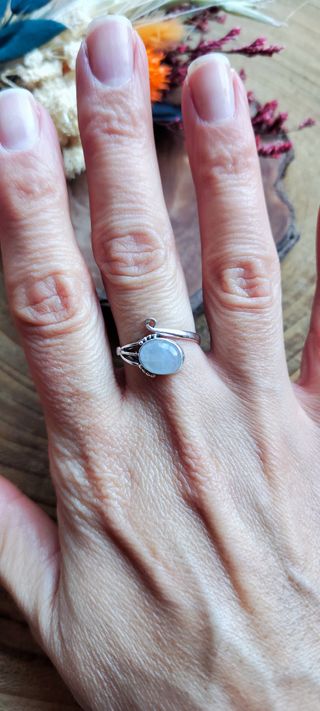 Anillo Plata Ajustable Piedra Lunar