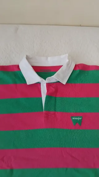 Polo Wrangler Rayas Rosa y Verde Talla L