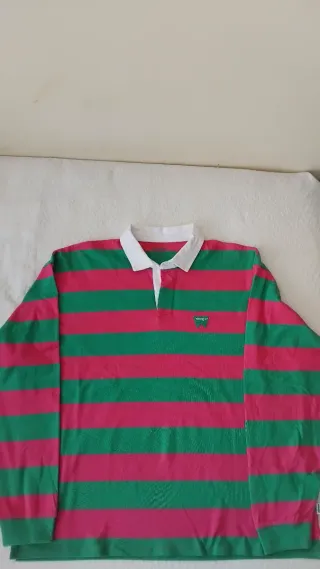 Polo Wrangler Rayas Rosa y Verde Talla L