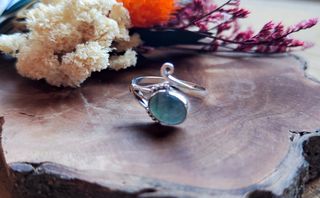 Anillo Plata Ajustable Labradorita Gris