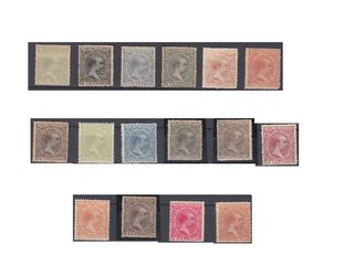 SELLOS ALFONSO XIII, nº213/228 AÑOS 1889-1899.NUEV