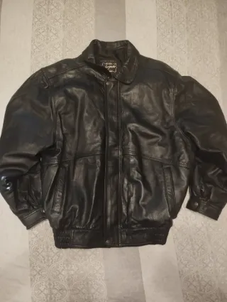 Chaqueta Cuero Vintage XXL Negra