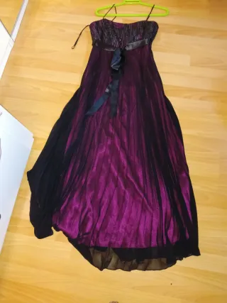 Vestido largo fiesta morado y negro