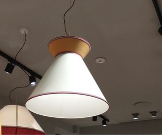 Lampade in tessuto bianco e giallo, artigianali