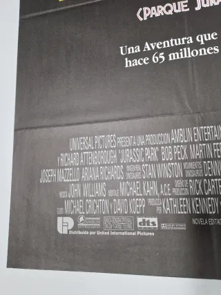 Cartel Original Jurassic Park 1992 (Español)