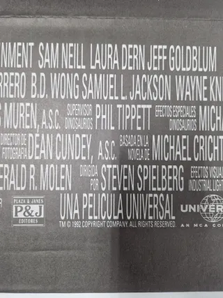Cartel Original Jurassic Park 1992 (Español)