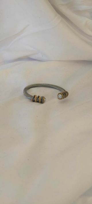 Bracciale semi-aperto argento e oro