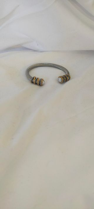 Bracciale semi-aperto argento e oro