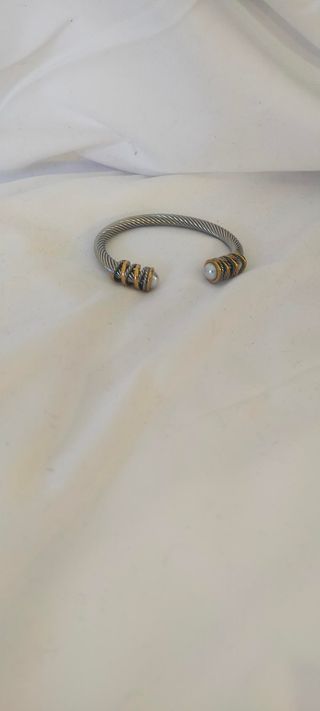 Bracciale semi-aperto argento e oro
