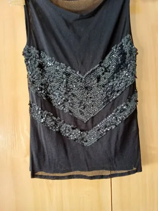 Top fiesta lentejuelas negro