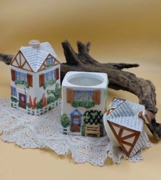 Coppia Contenitori Cottage Inglese Ceramica