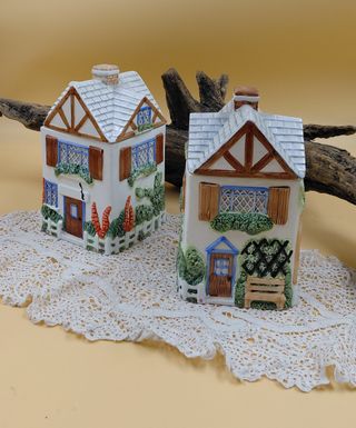 Coppia Contenitori Cottage Inglese Ceramica