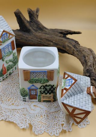 Coppia Contenitori Cottage Inglese Ceramica