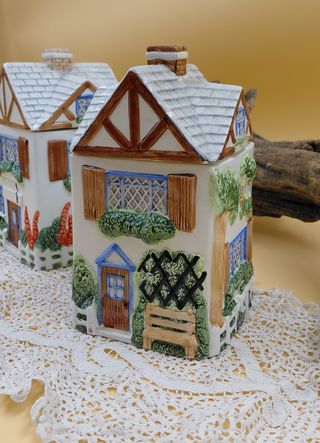 Coppia Contenitori Cottage Inglese Ceramica