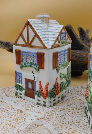 Coppia Contenitori Cottage Inglese Ceramica