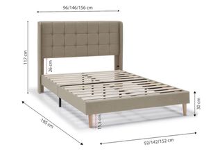 Cama con cabecero tapizado y colchón