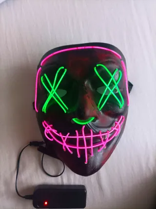 Mascara Halloween LED Rosa y Verde