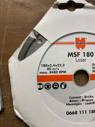 Disco Diamante Wurth MSF 180 Laser