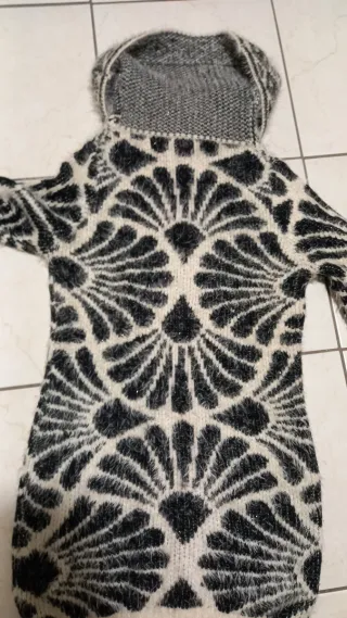 Maglione/miniabito fantasia bianco e nero